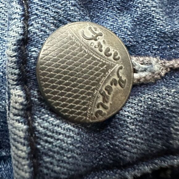 Free People Jeans Womens 27 Blue Skinny Dark Wash Stretch Distressed - Picture 9 of 13